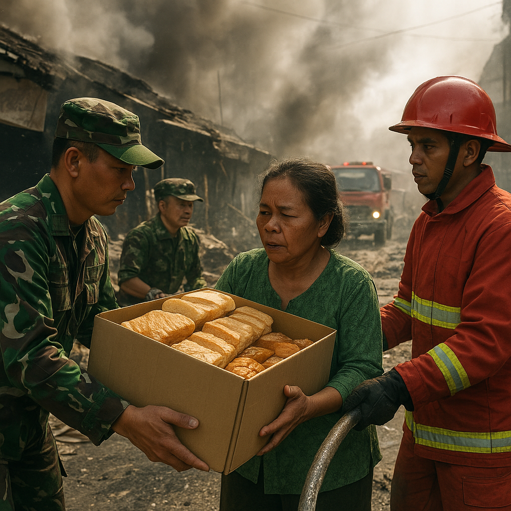 Kebakaran Pasar Tradisional, TNI Bantu Pedagang Selamatkan 'Roti' Mereka