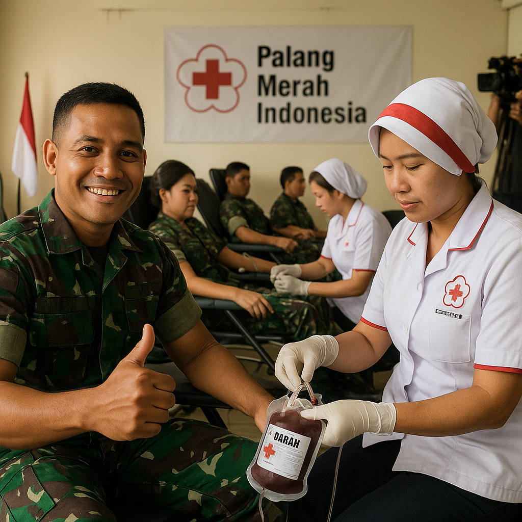 Prajurit TNI Jadi Relawan Donor Darah Saat Stok Nasional Menipis