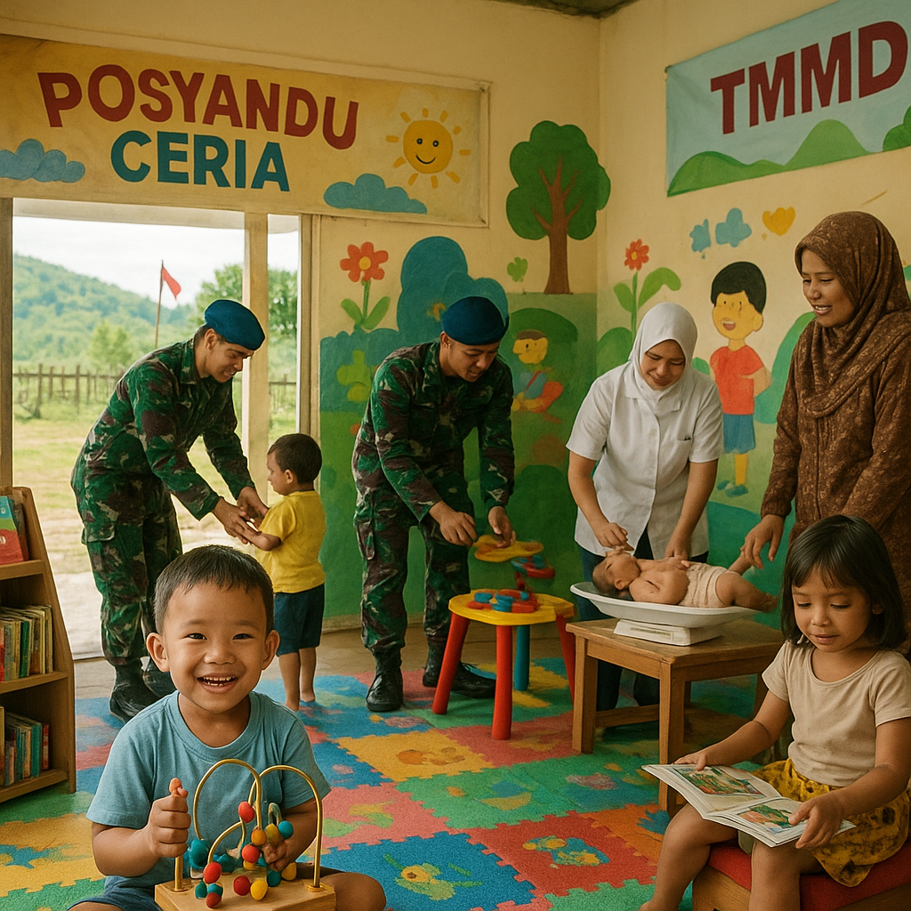 Gemas! TNI AU Bikin Posyandu Ceria dengan Fasilitas Lengkap untuk Anak-anak di Perbatasan
